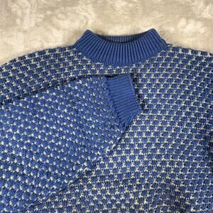 Sweater Unisex Blue 100% Virgin Worested Pullover